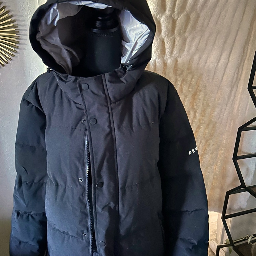 Dkny Men’s Black Water Repellent Parka Jacket Size XL